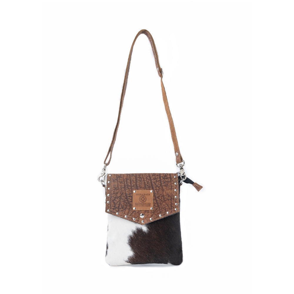 Myra Rustler Bend Canvas & Hairon Bag in Brindle Chestnut
