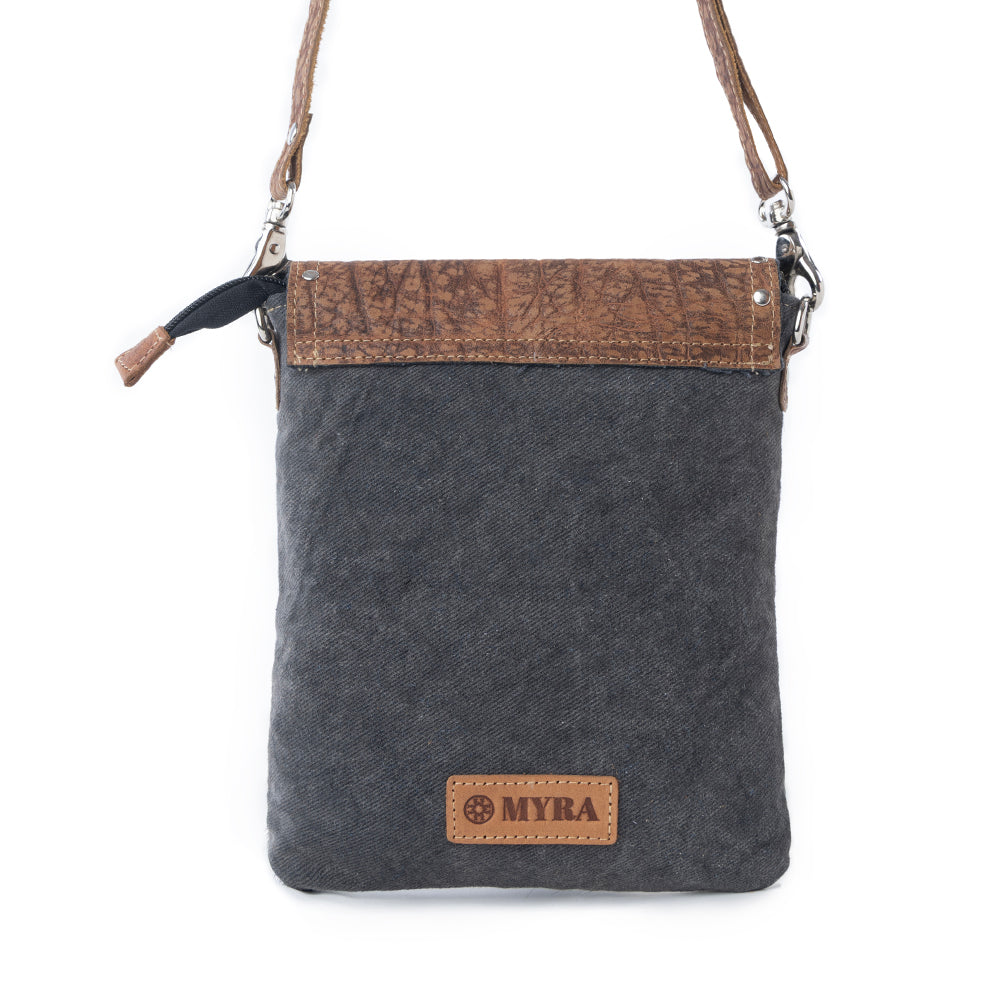 Myra Rustler Bend Canvas & Hairon Bag in Brindle Chestnut