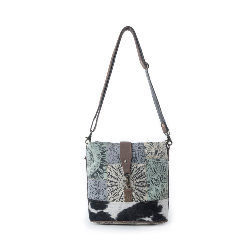 Myra Willow Trace Canvas & Hairon Bag in Geo Sage