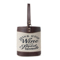 Myra Textura Cotton & Leather Wine Holder in Mocha Cream