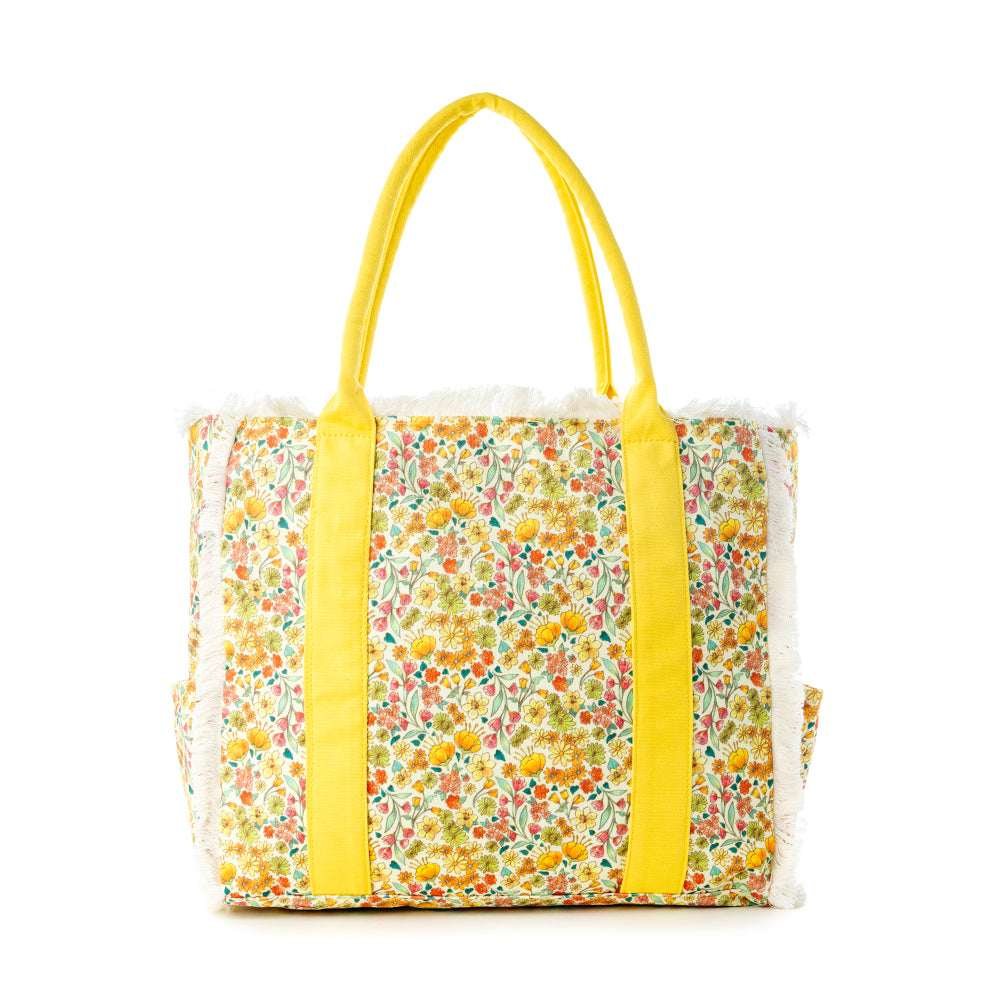 Myra Shoreline Weekender Bag with Beach Mat in Sunlit Yellow