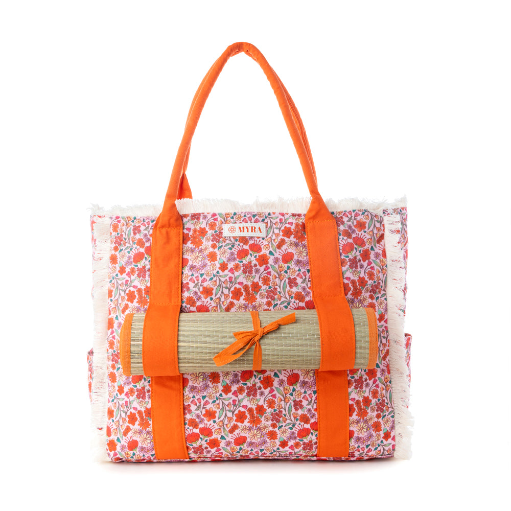 Myra Shoreline Weekender Bag with Beach Mat in Sunset Rust