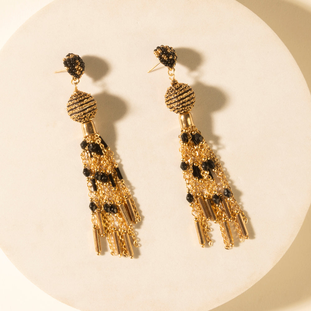 Myra Belle Tassel Earrings in Burnished Amber