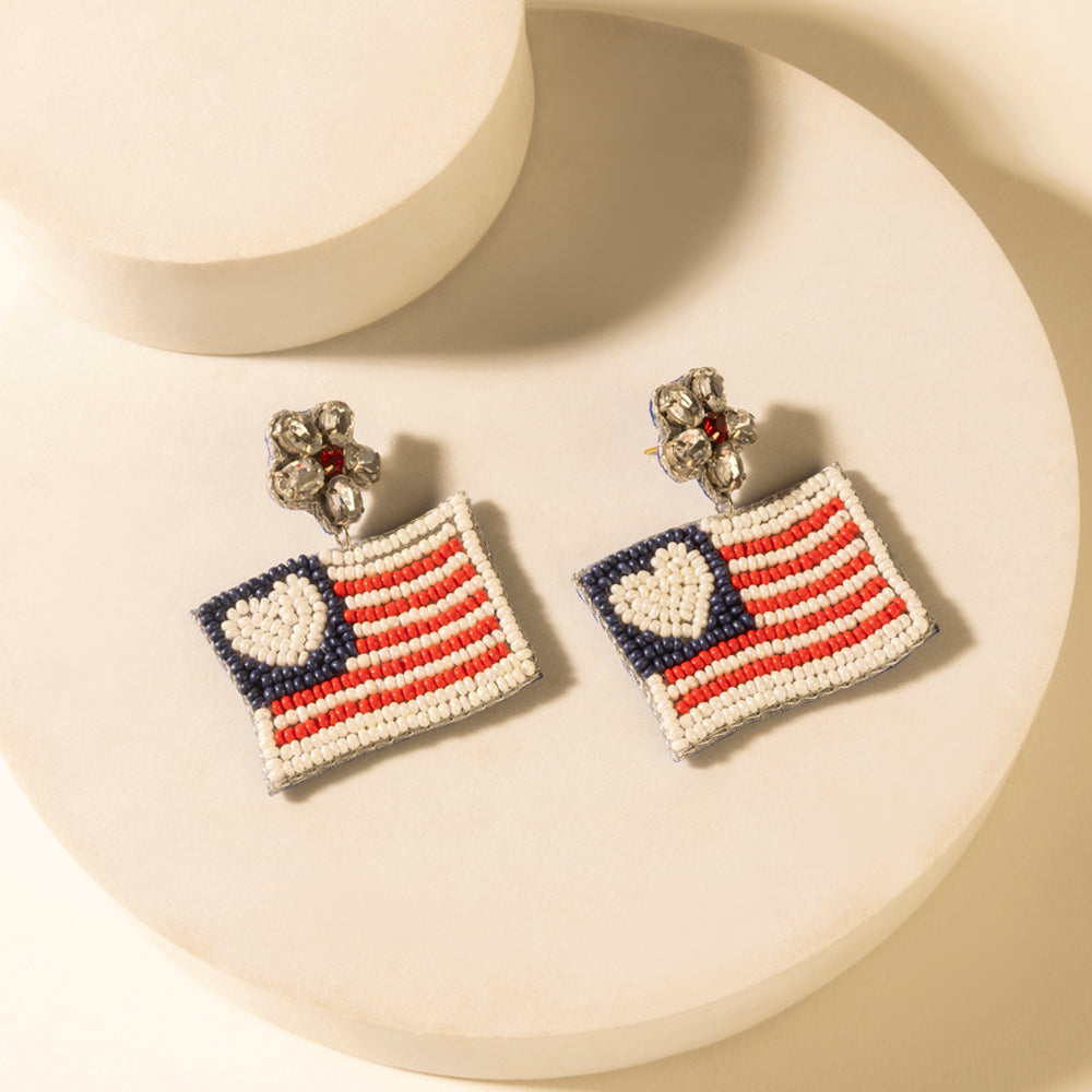Myra Liberty Range Flag Earrings in Prairie White