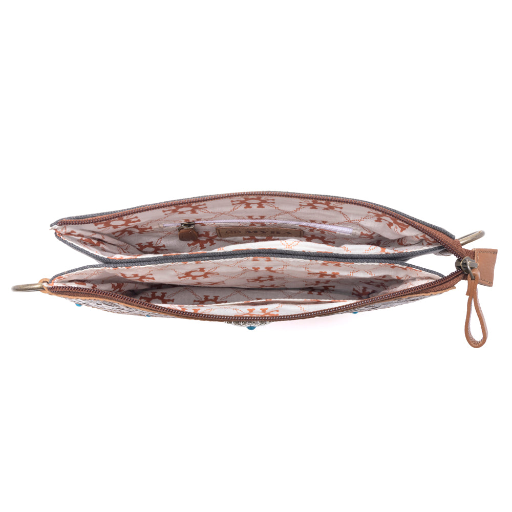 Myra Thunderpeak Concho Hairon Leather Bag in Fawn Sand