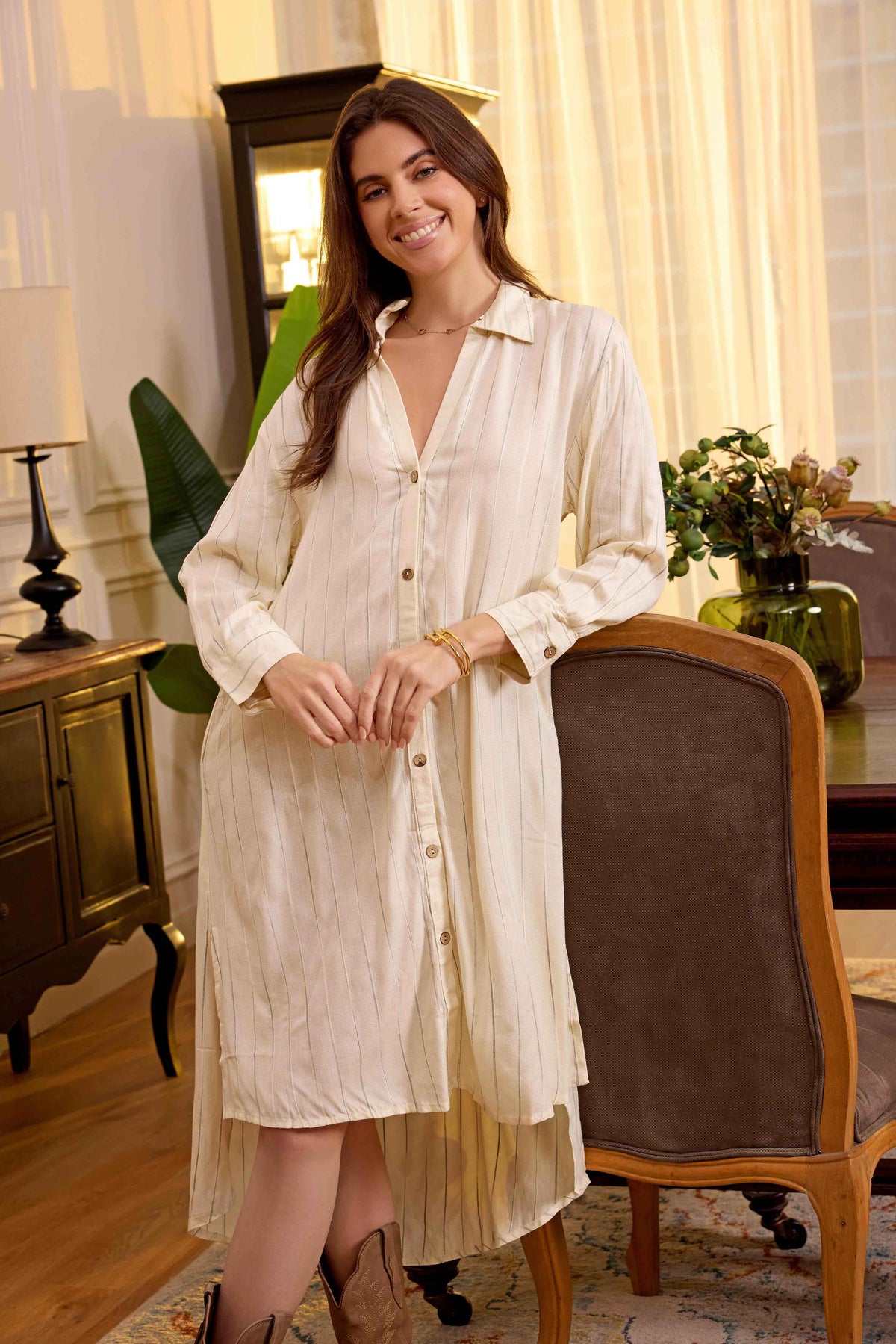 Strippy Collar Dress