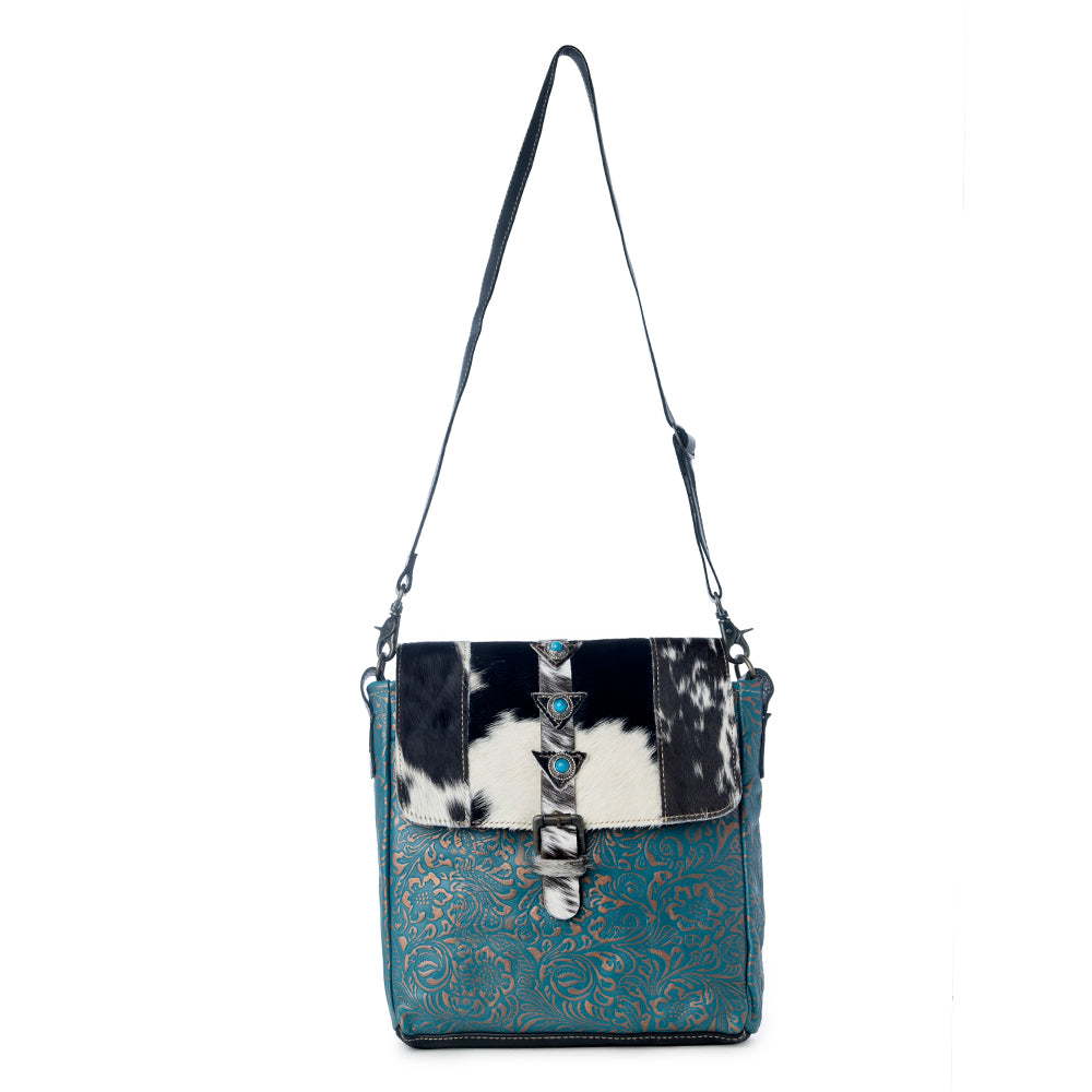 Blue Rose  Leather & Hairon Bag