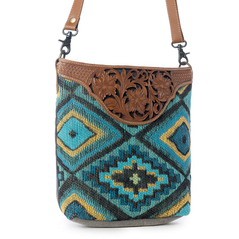 Blue Spring Hand-Tooled Bag