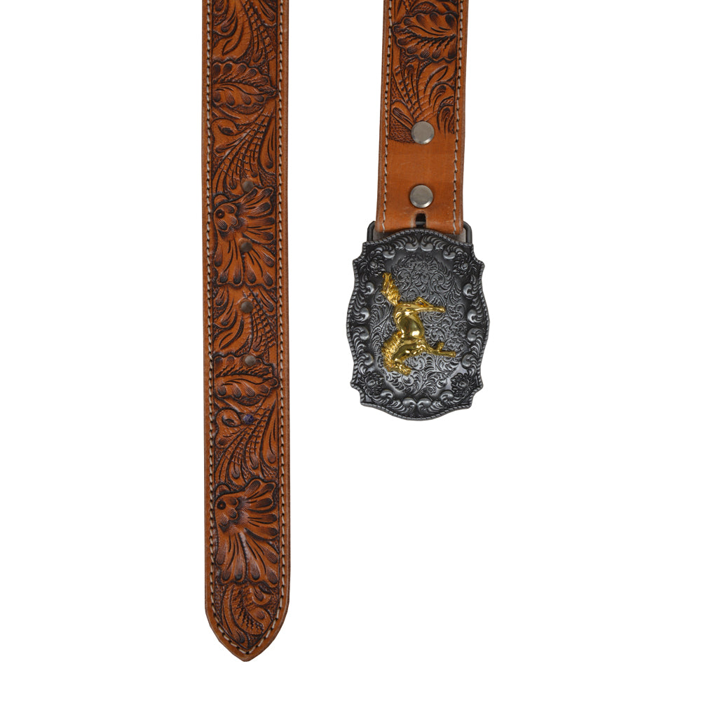 Brisk Leaves Hand-Tooled Leather Women's Belt