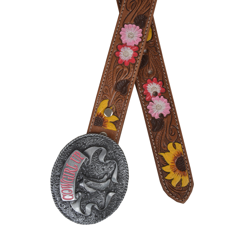 Bouquet Hand-Tooled Leather Women's Belt