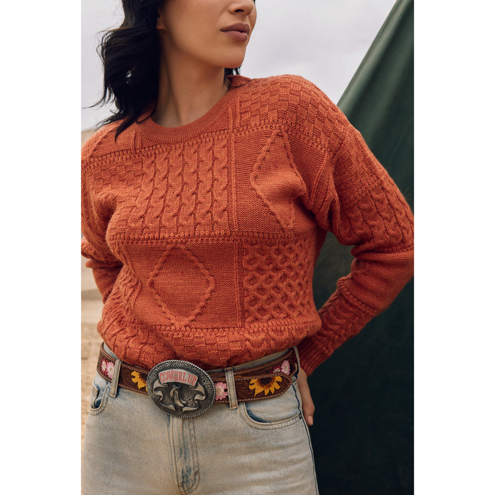 Bouquet Hand-Tooled Leather Women's Belt