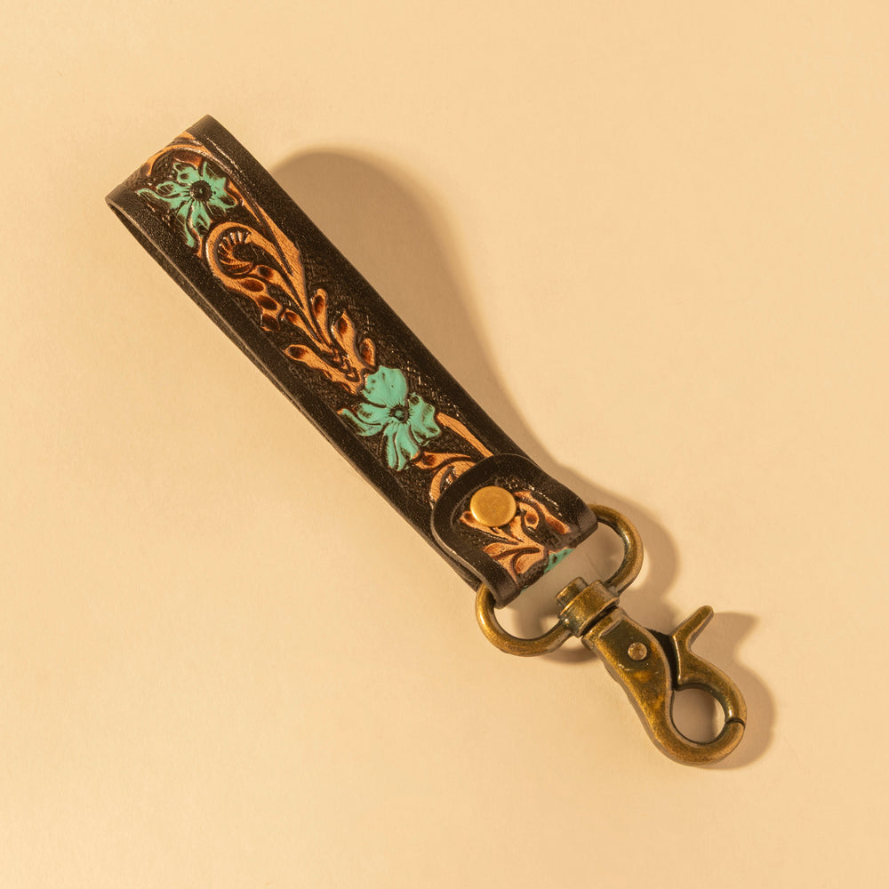 Canyon Feather Hand-Tooled  Key Fob