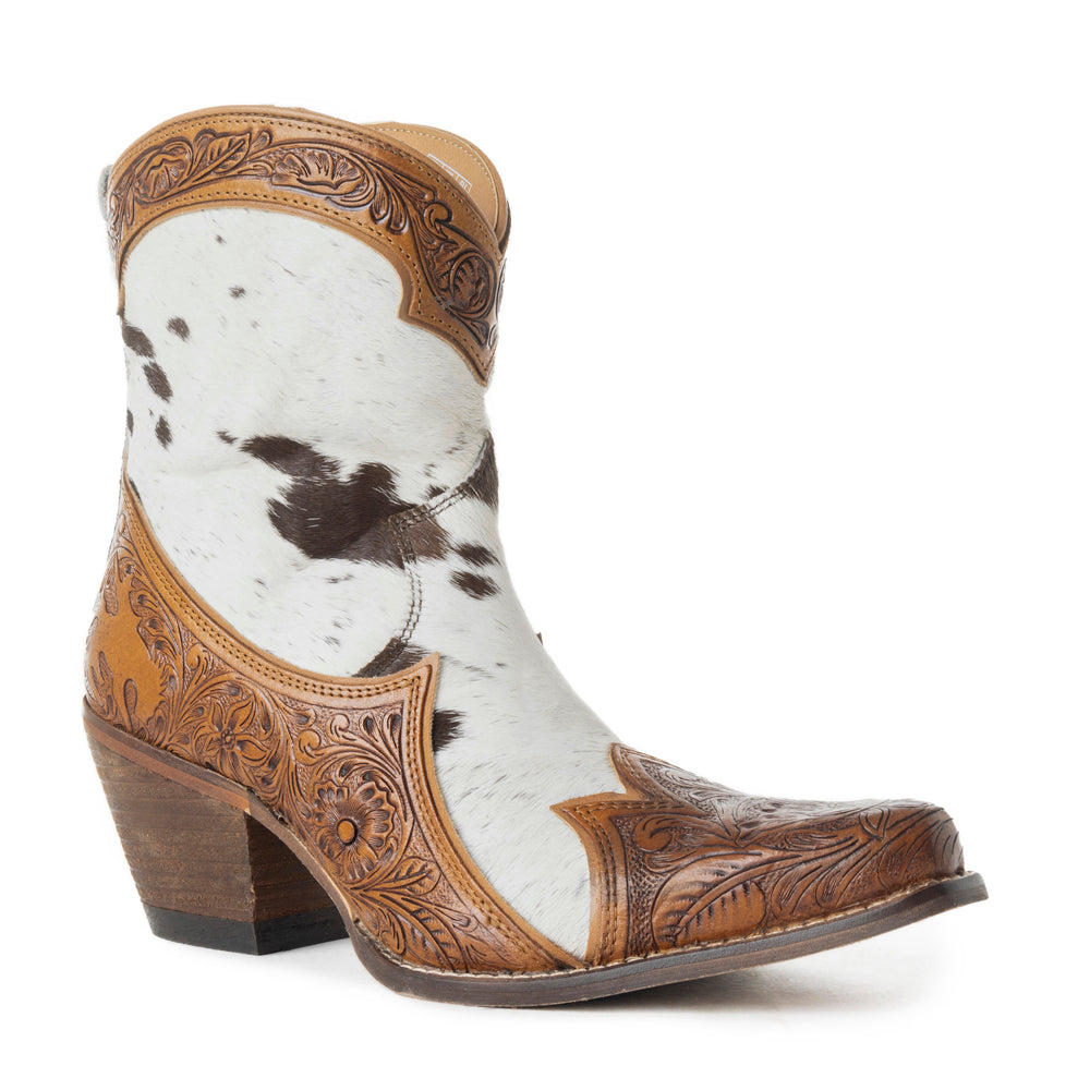 Sandy Mae Hair-on Hide & Hand-tooled Leather Boots