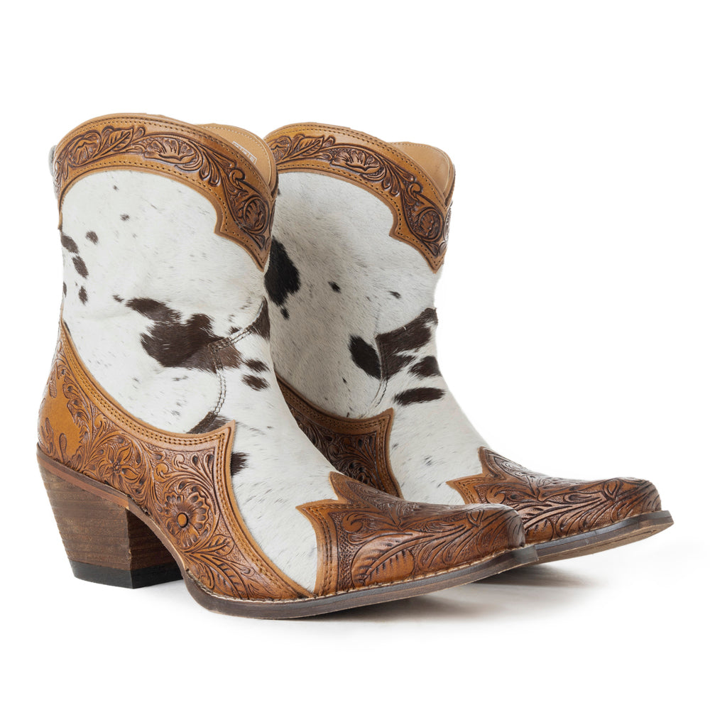 Sandy Mae Hair-on Hide & Hand-tooled Leather Boots