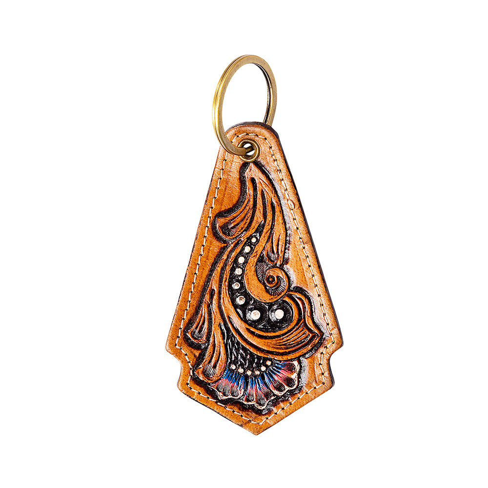 Night Blossom Hand-tooled Key Fob