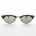 Oval Horn Rim Vintage Sunglass with Glass Lens - Shelby