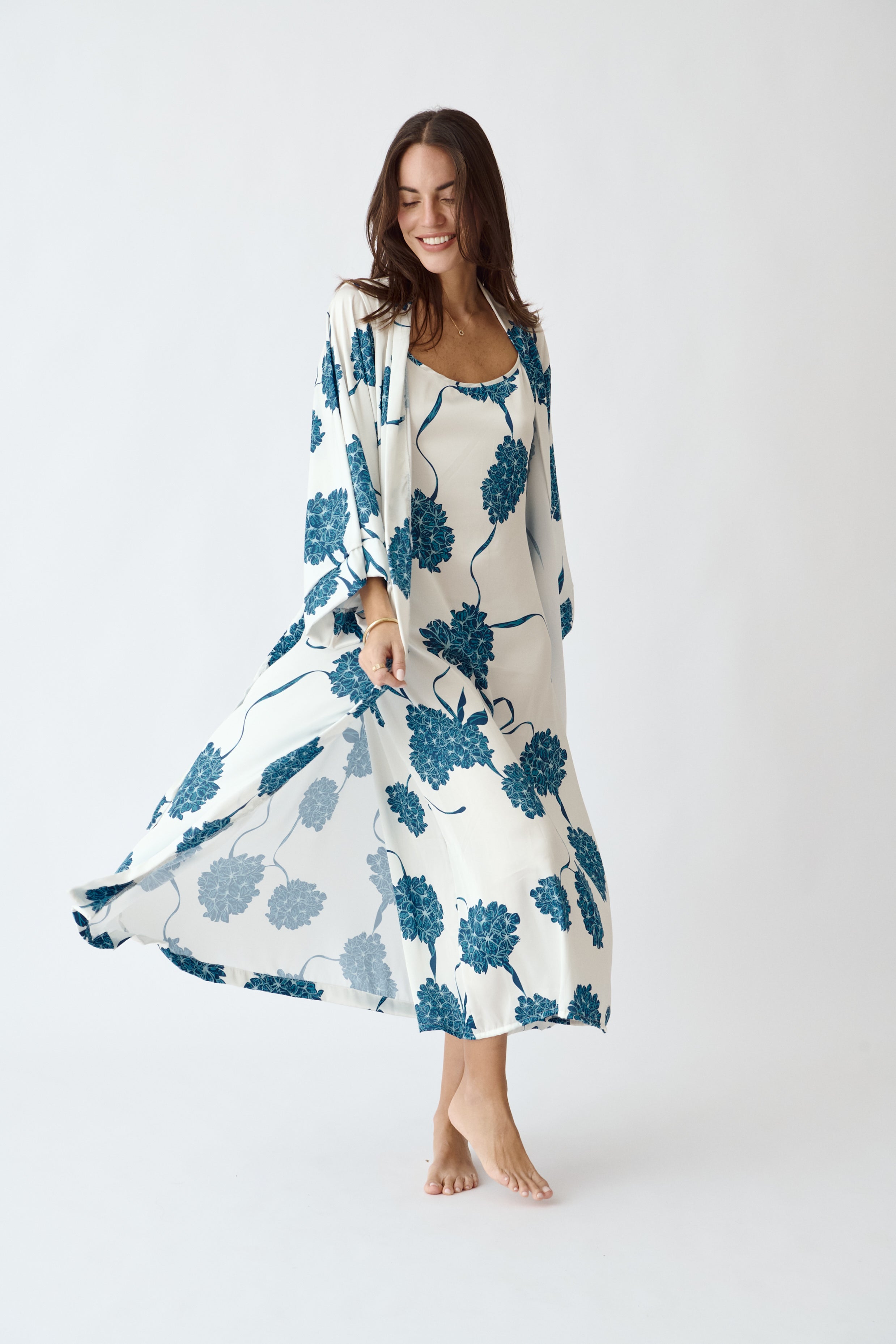 Washable Silk Kimono & Dress Set - Blossom