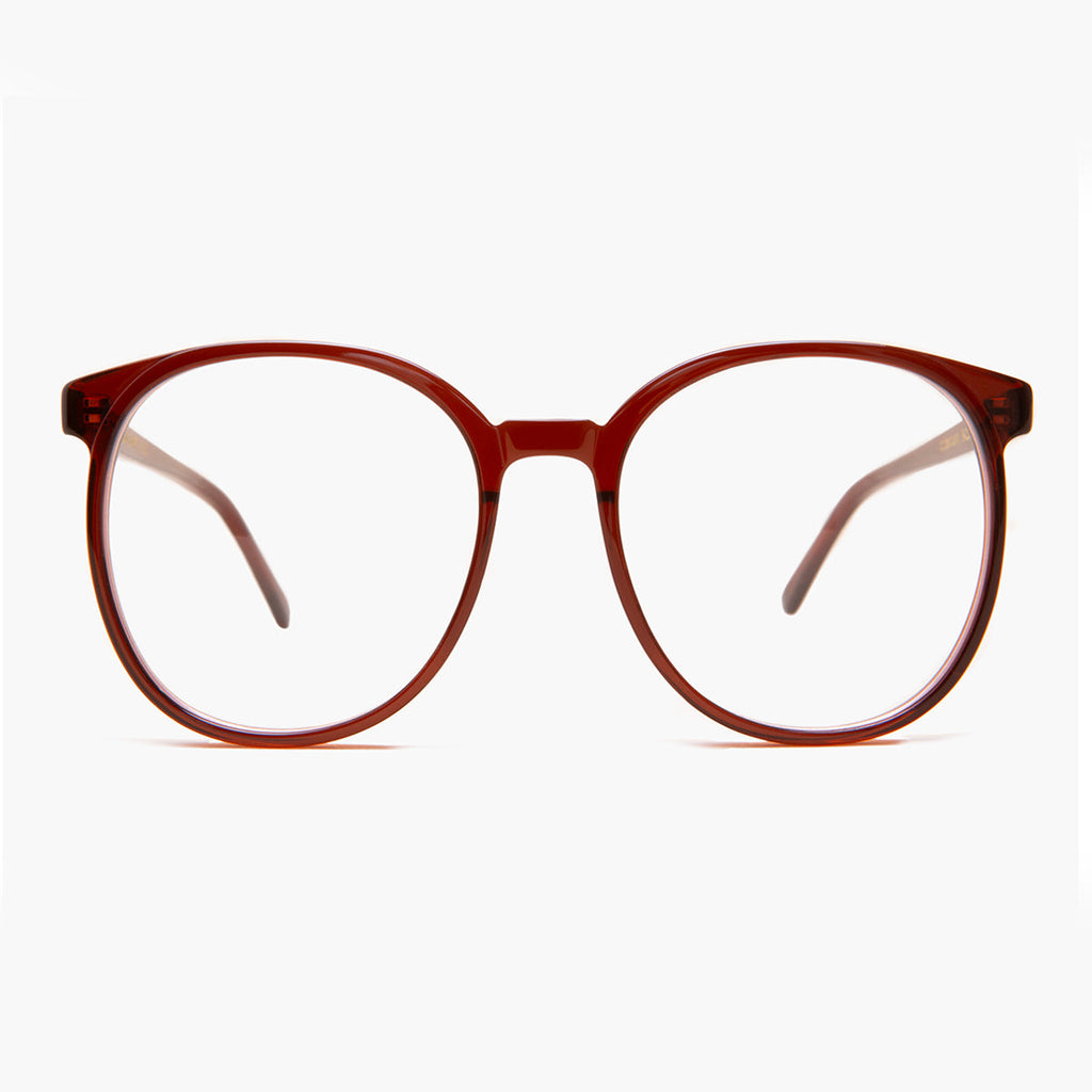 Maroon Round Retro Blue Light Blocker Glasses - Smarty