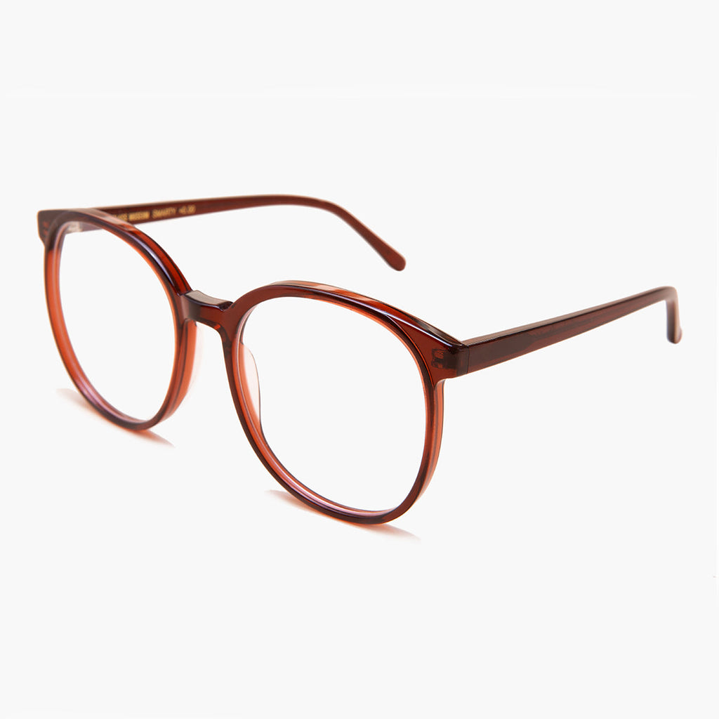 Maroon Round Retro Blue Light Blocker Glasses - Smarty