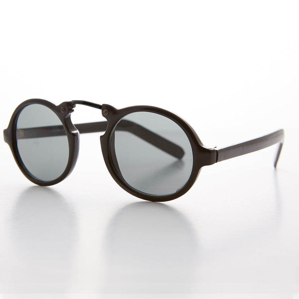 Round Motorbike Vintage Sunglass with Arched Bridge - Grant