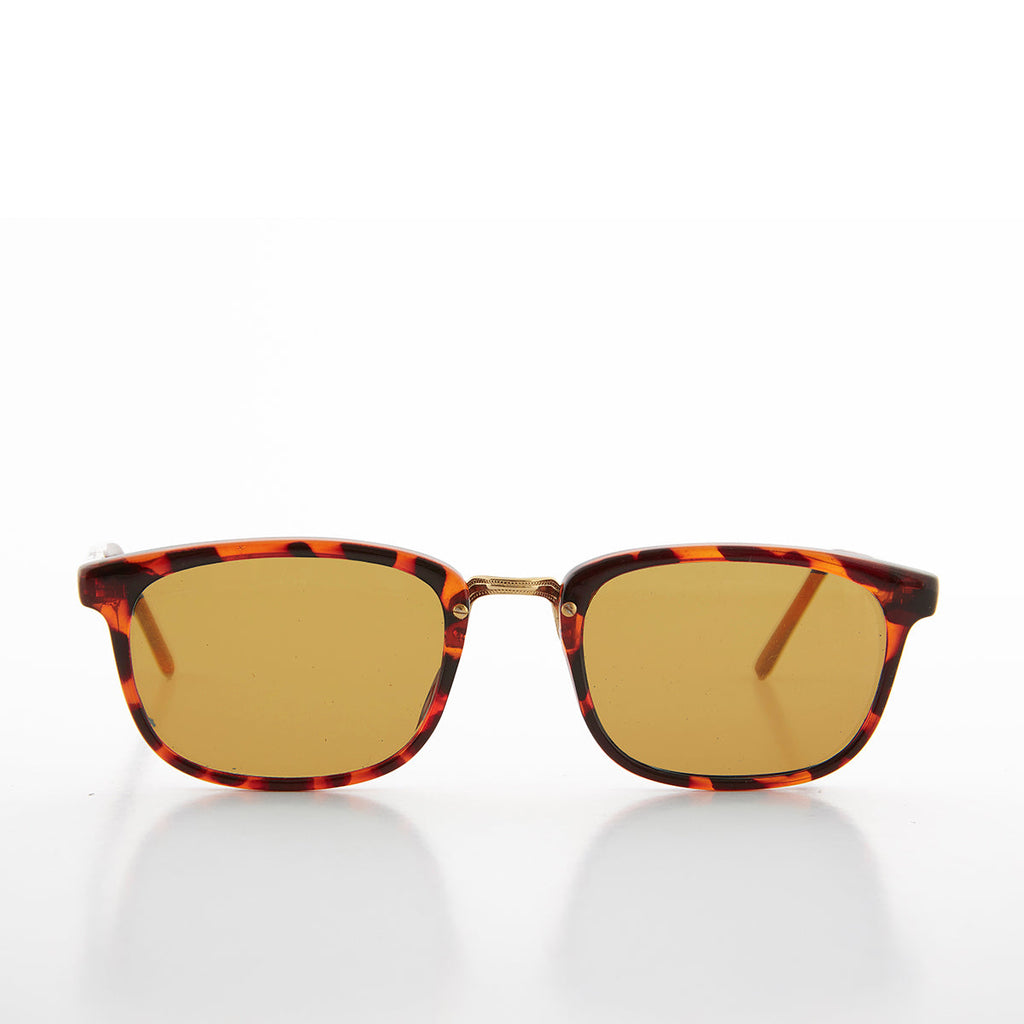 Rectangular Preppy Vintage Horn Rim Sunglass with Glass Lens - Spence