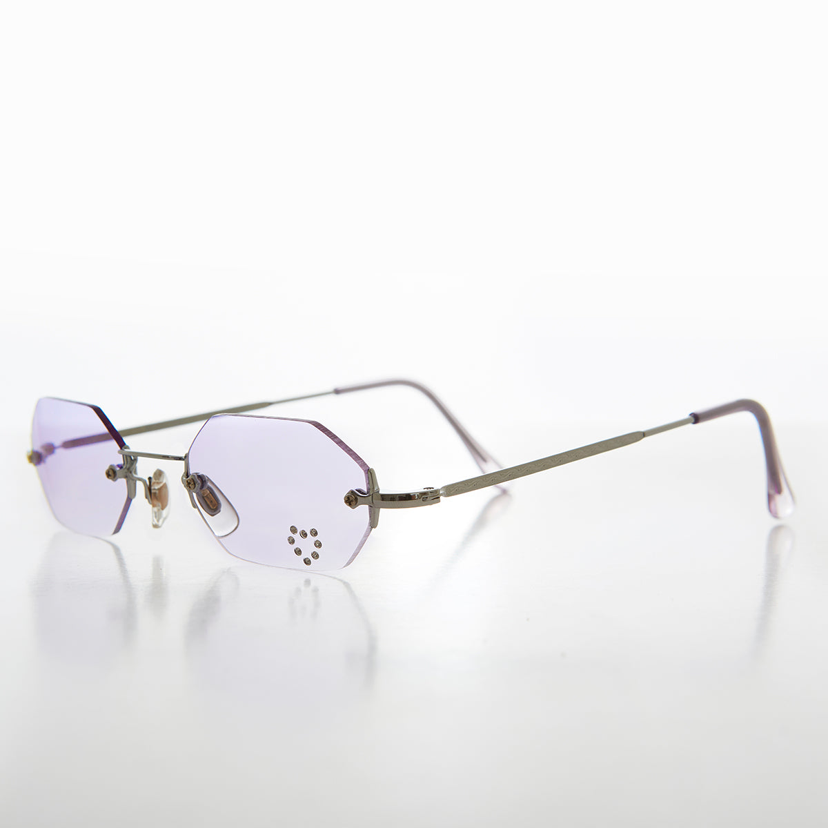 Heart Rhinestone Rimless Vintage Sunglasses - Splashy