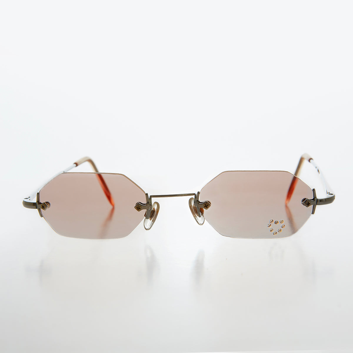 Heart Rhinestone Rimless Vintage Sunglasses - Splashy