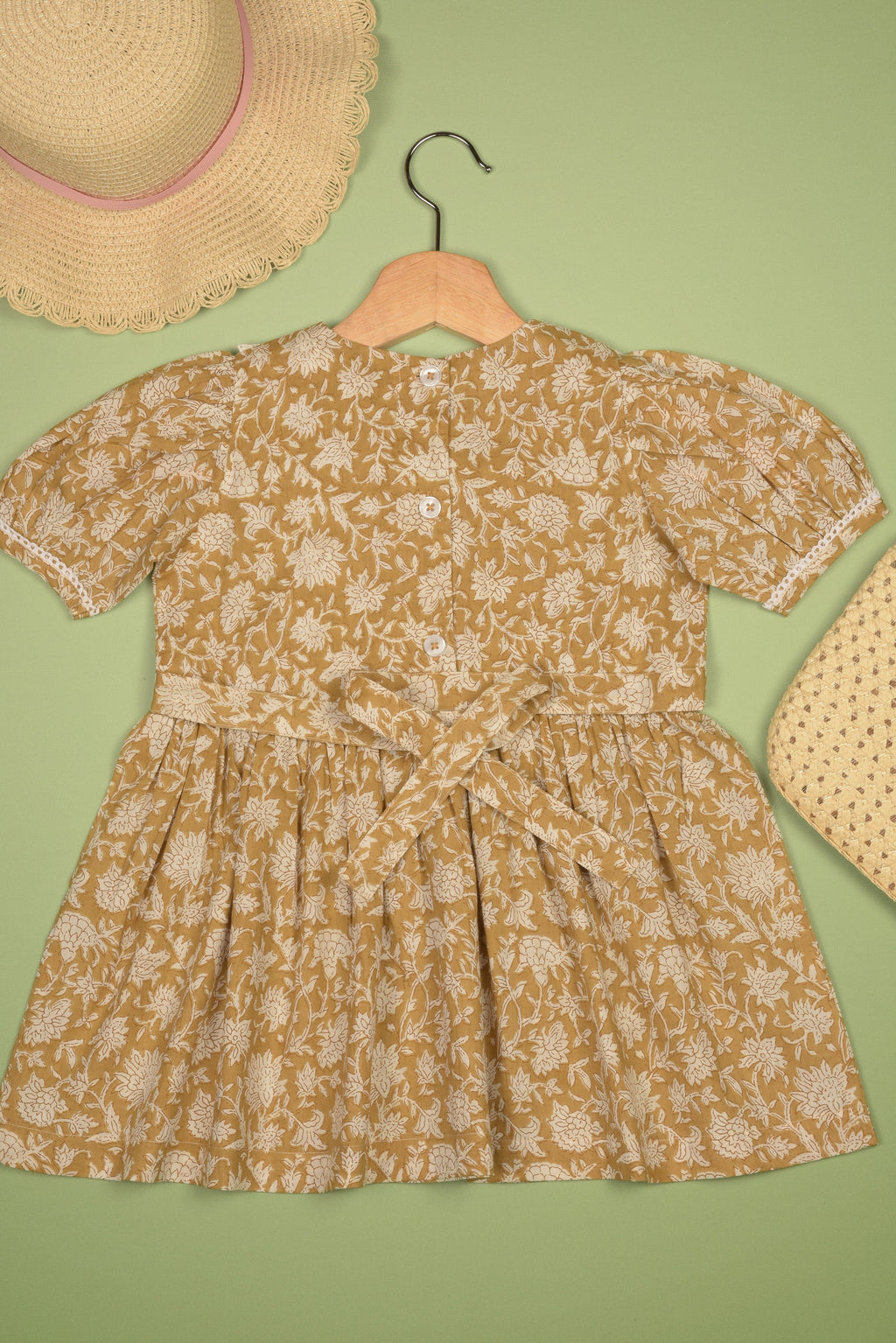 Embroidered fabric V shape Yoke Dress