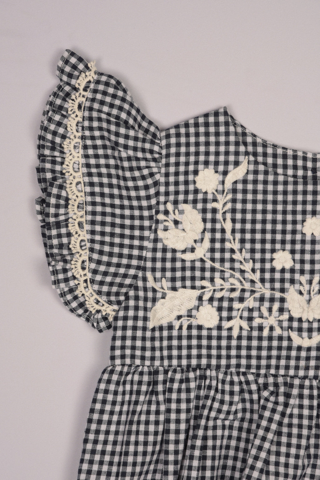 Embroidered Yoke Eith Ruffle Sleeves Romper