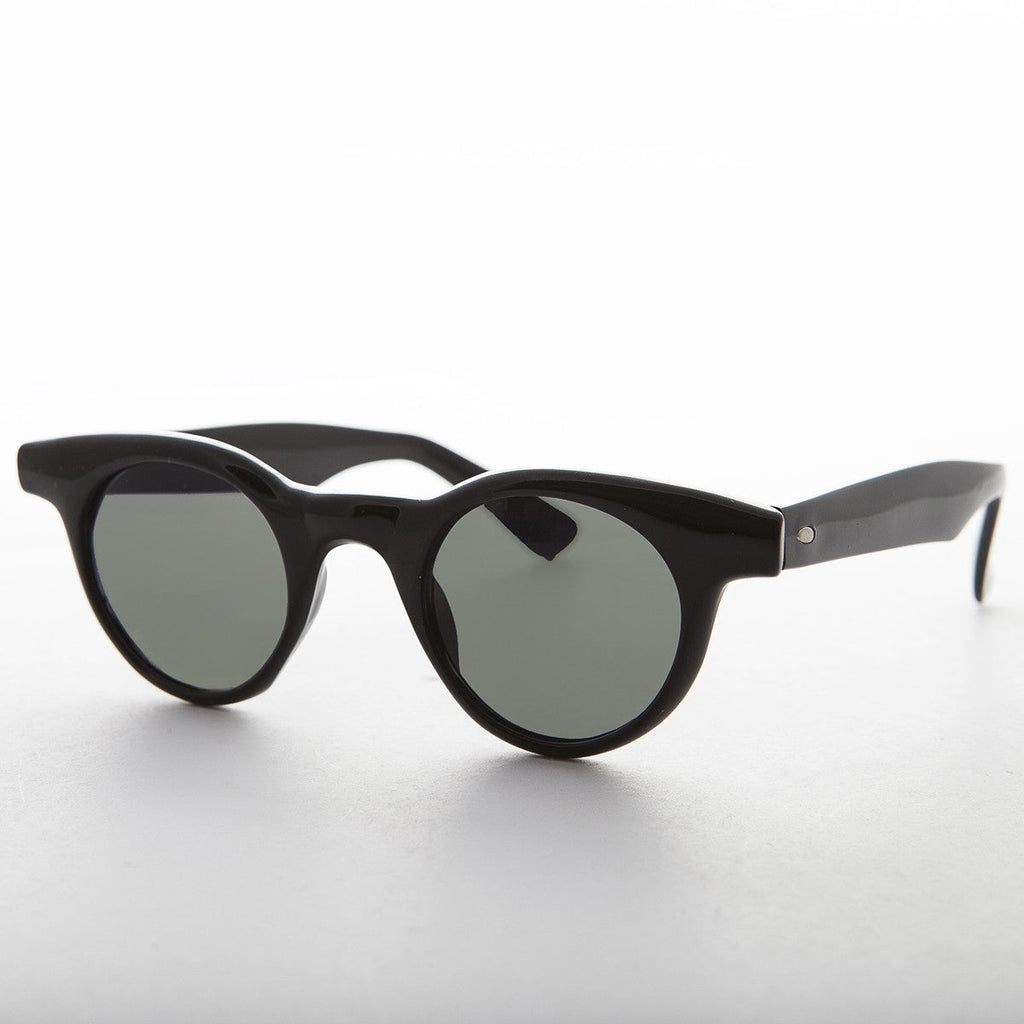 Small Round Horn Rim Preppy Vintage Sunglass - Sydney