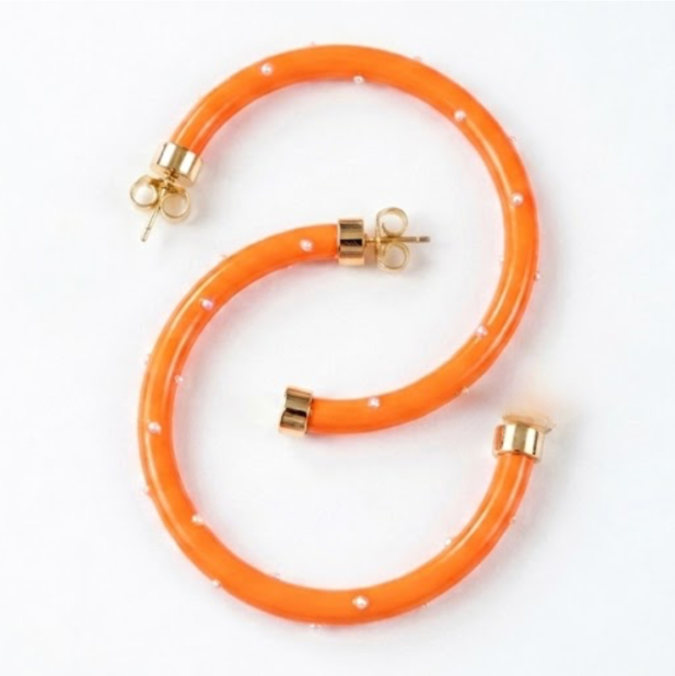 Hoops - Orange with Pearls