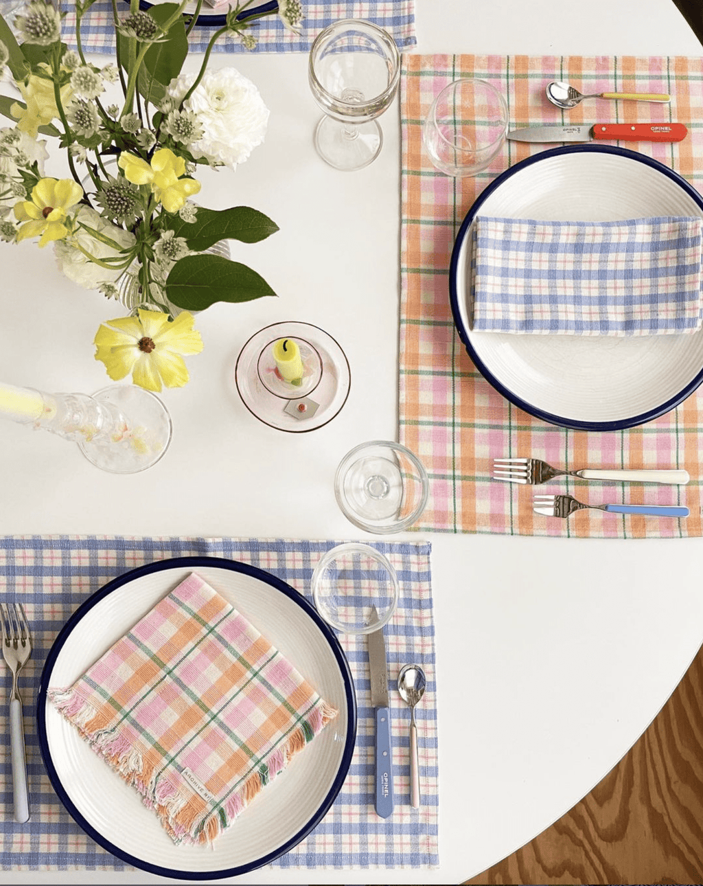 Sofia Plaid Runner in Periwinkle Blue and Pink