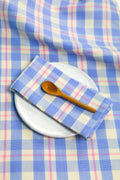 Abigail Plaid Dinner Napkin in Periwinkle Blue and Pink