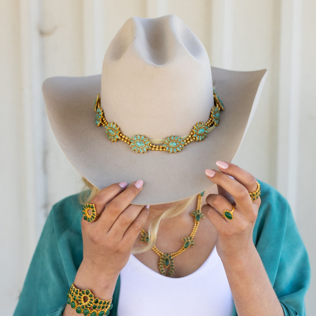 Squash Blossom Hat Band  - Turquoise