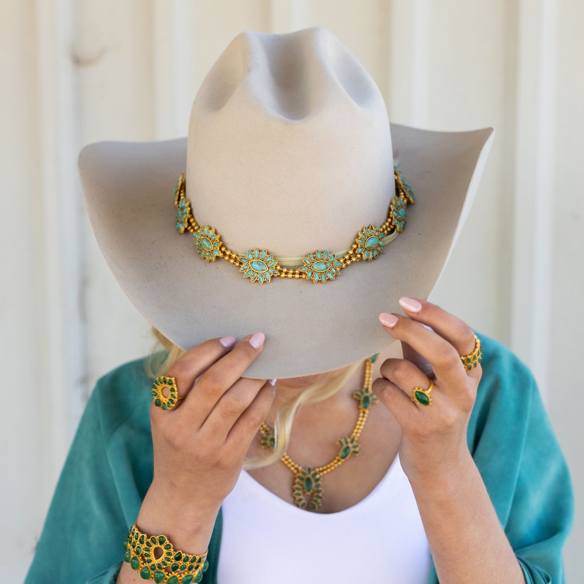 Squash Blossom Hat Band  - Turquoise