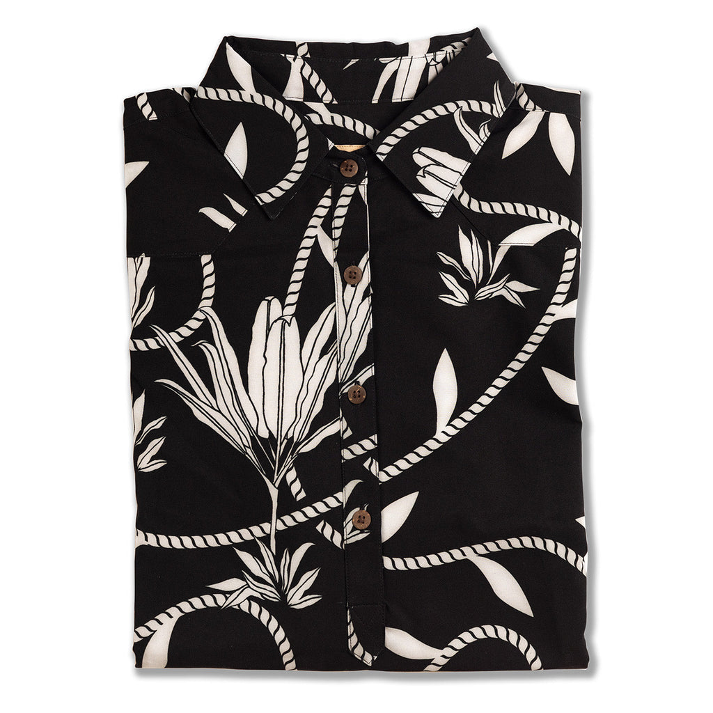 Placket Dress Recycled Poly Ti Leaf Pareu