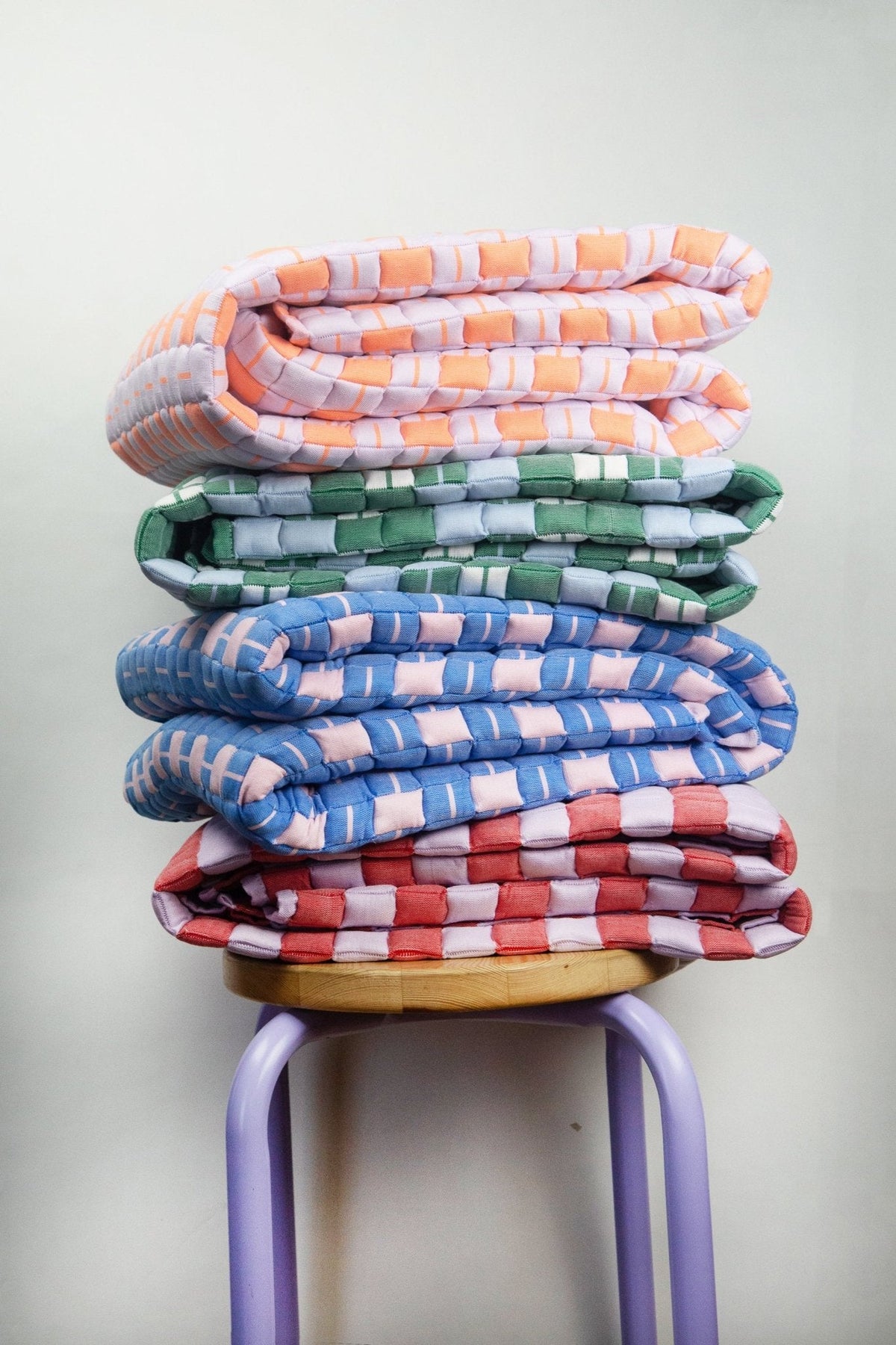 Quilted Sujani Throw Blanket - Soft Pink and Blue