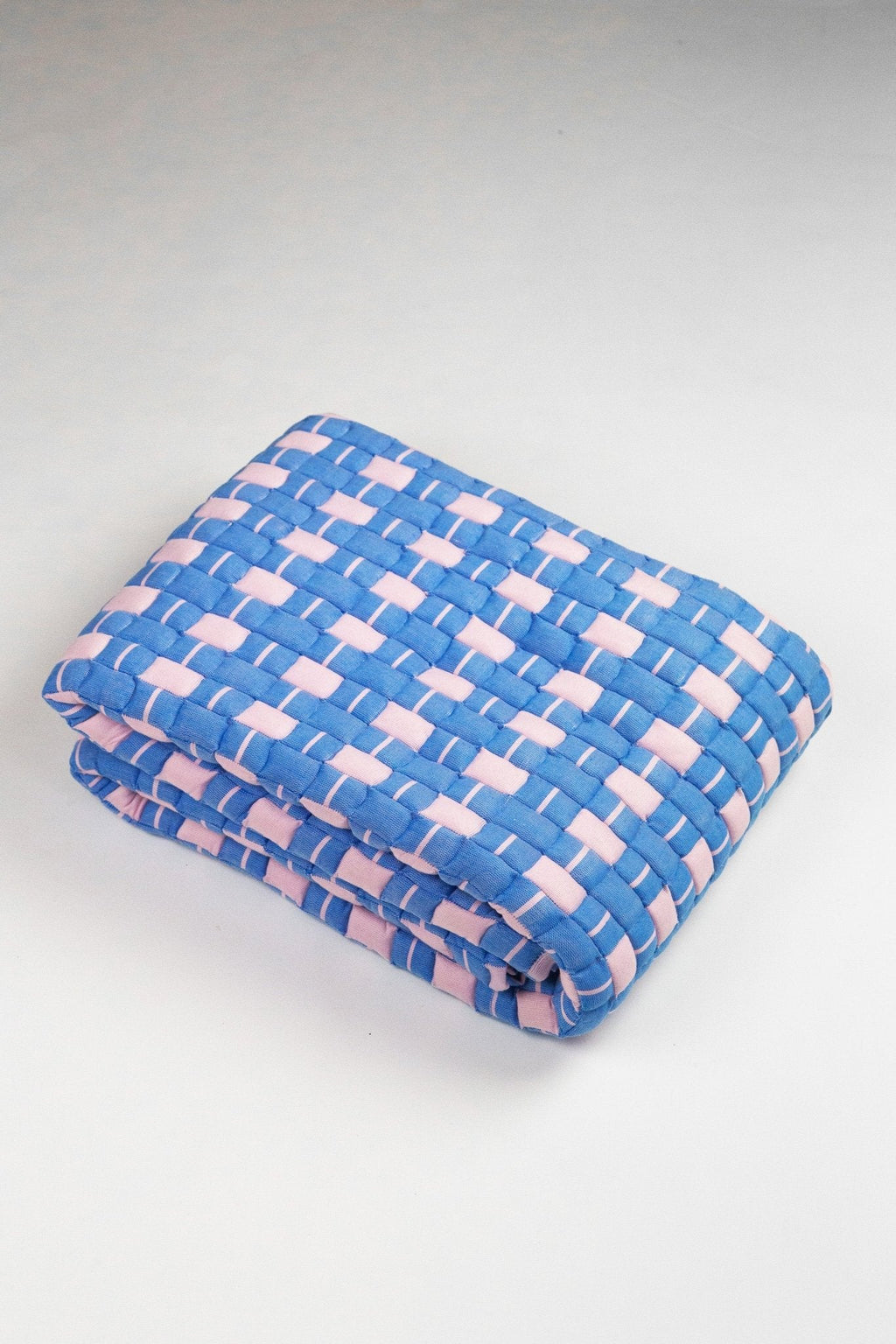 Quilted Sujani Throw Blanket - Soft Pink and Blue