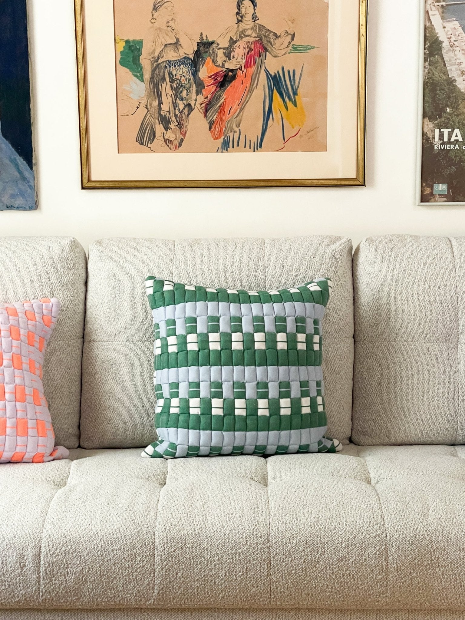 Sujani Quilted Pillow - Blue & Green