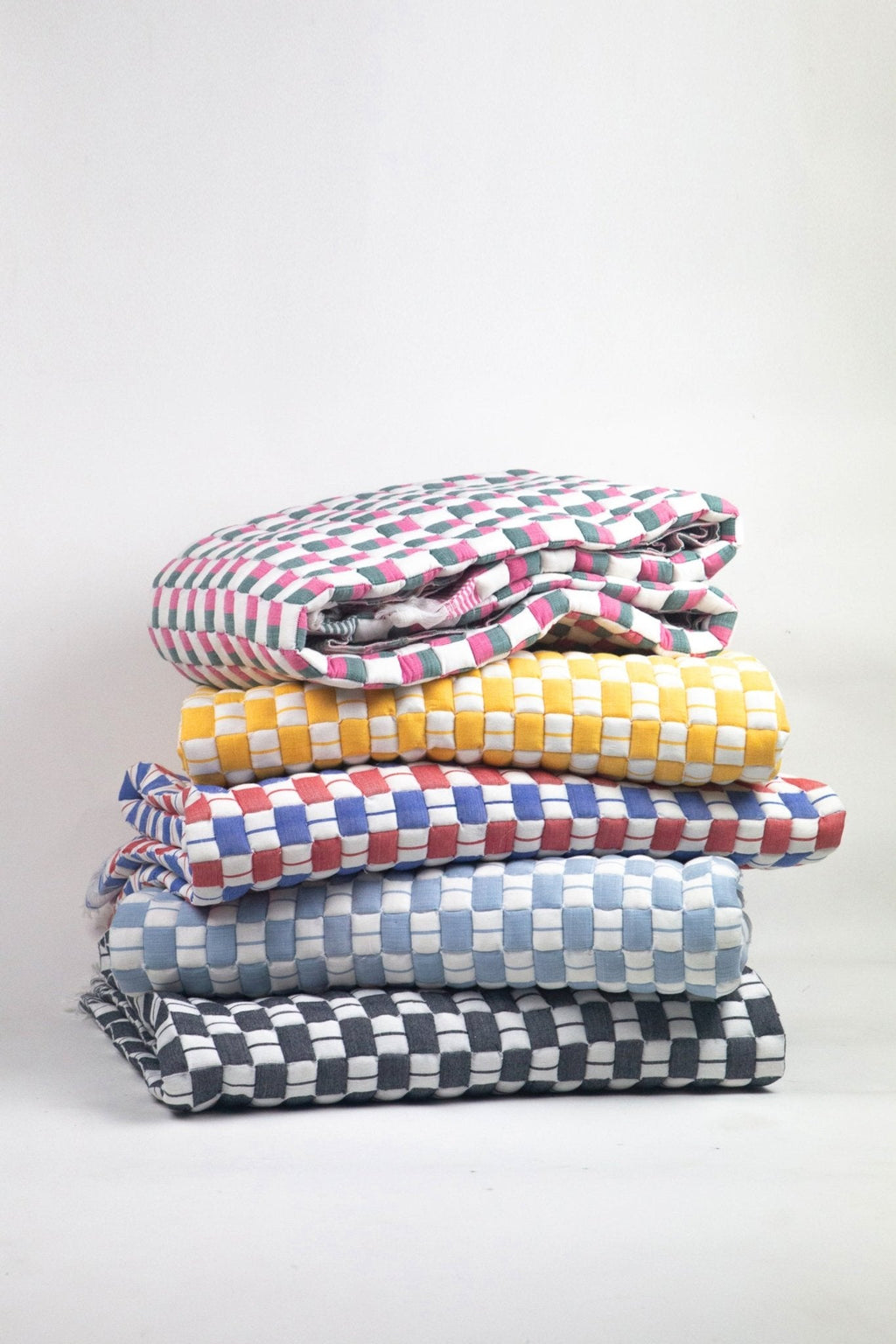 Quilted Sujani Throw Blanket - Pink, Green and White