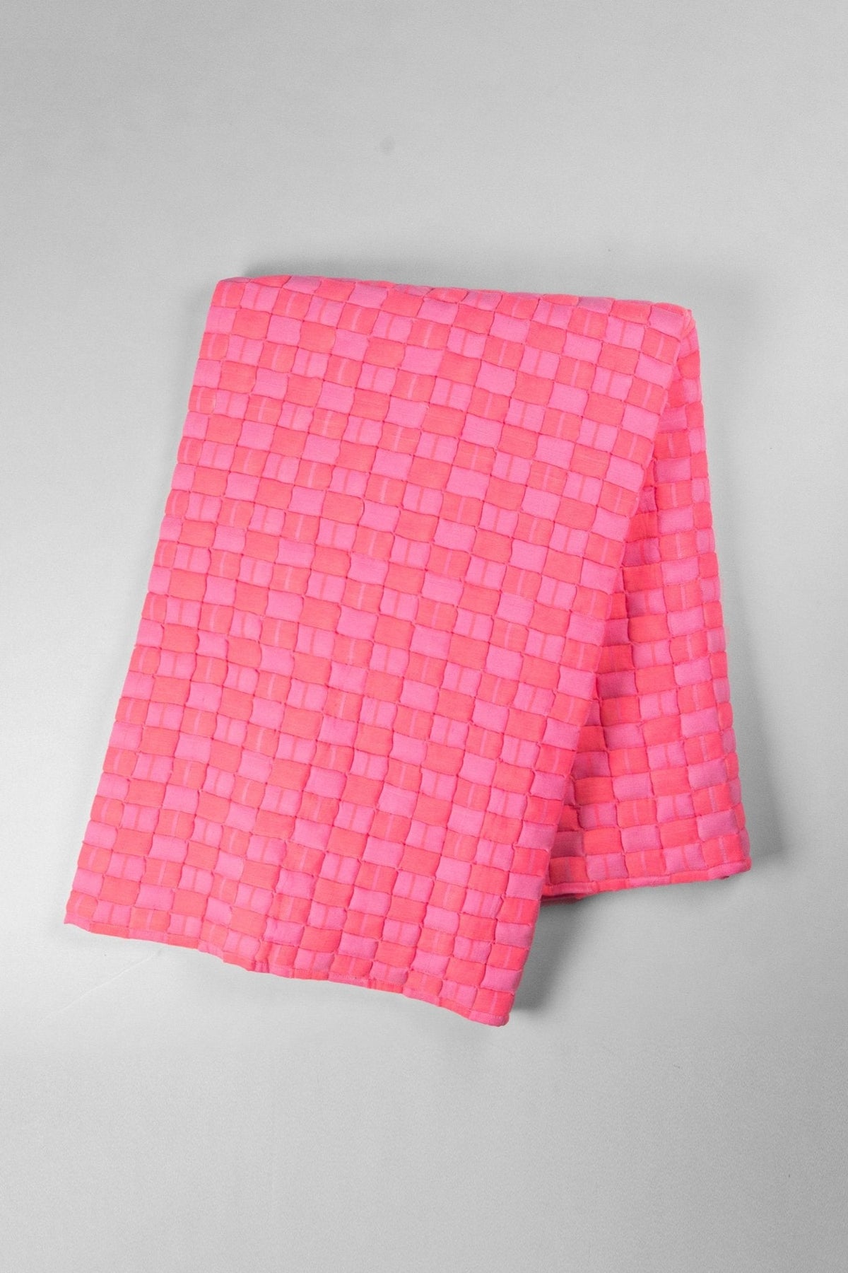 Quilted Sujani Throw Blanket - Neon Pink