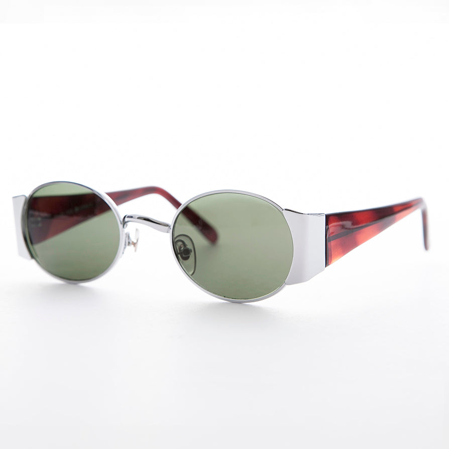 Oval Combo Vintage Sunglass with Wide Temples -Tatum