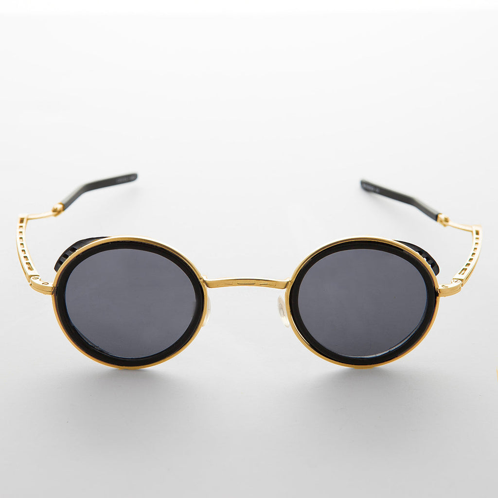 Round Side Shield Folding Sunglasses - Tesla