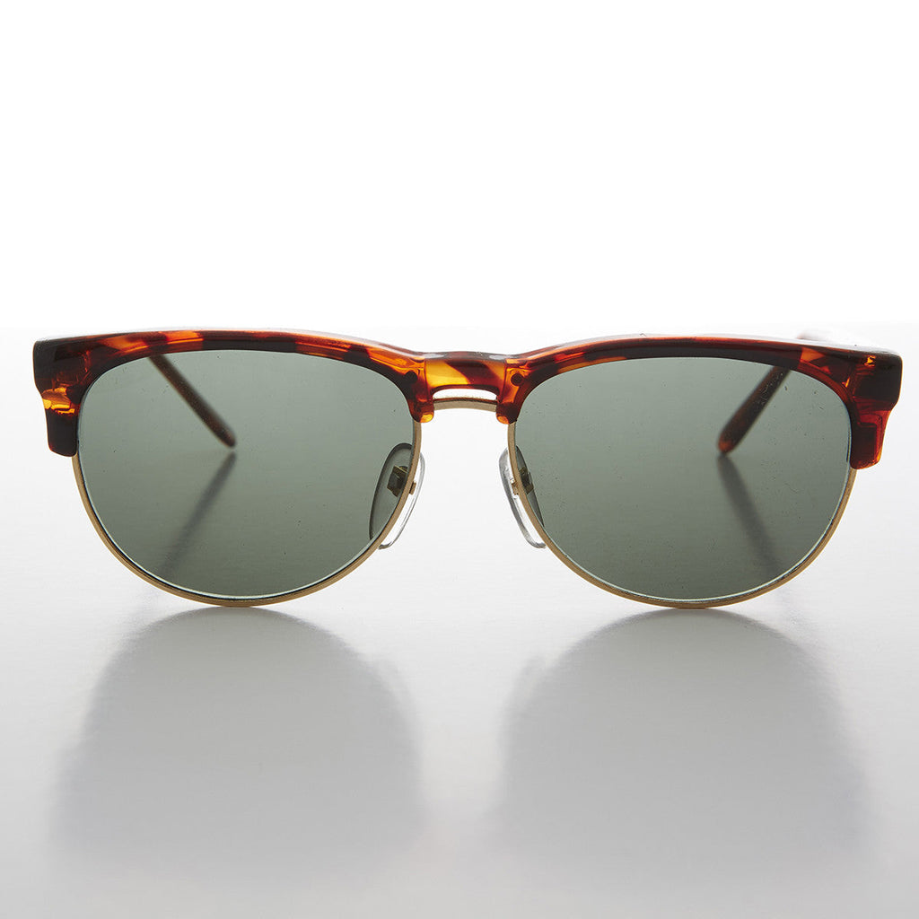 Gold Half Frame 80s Vintage Retro Sunglass - Tristan