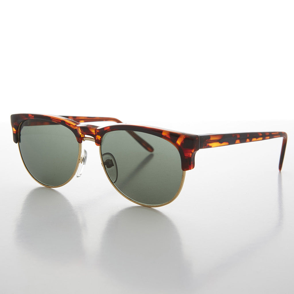 Gold Half Frame 80s Vintage Retro Sunglass - Tristan
