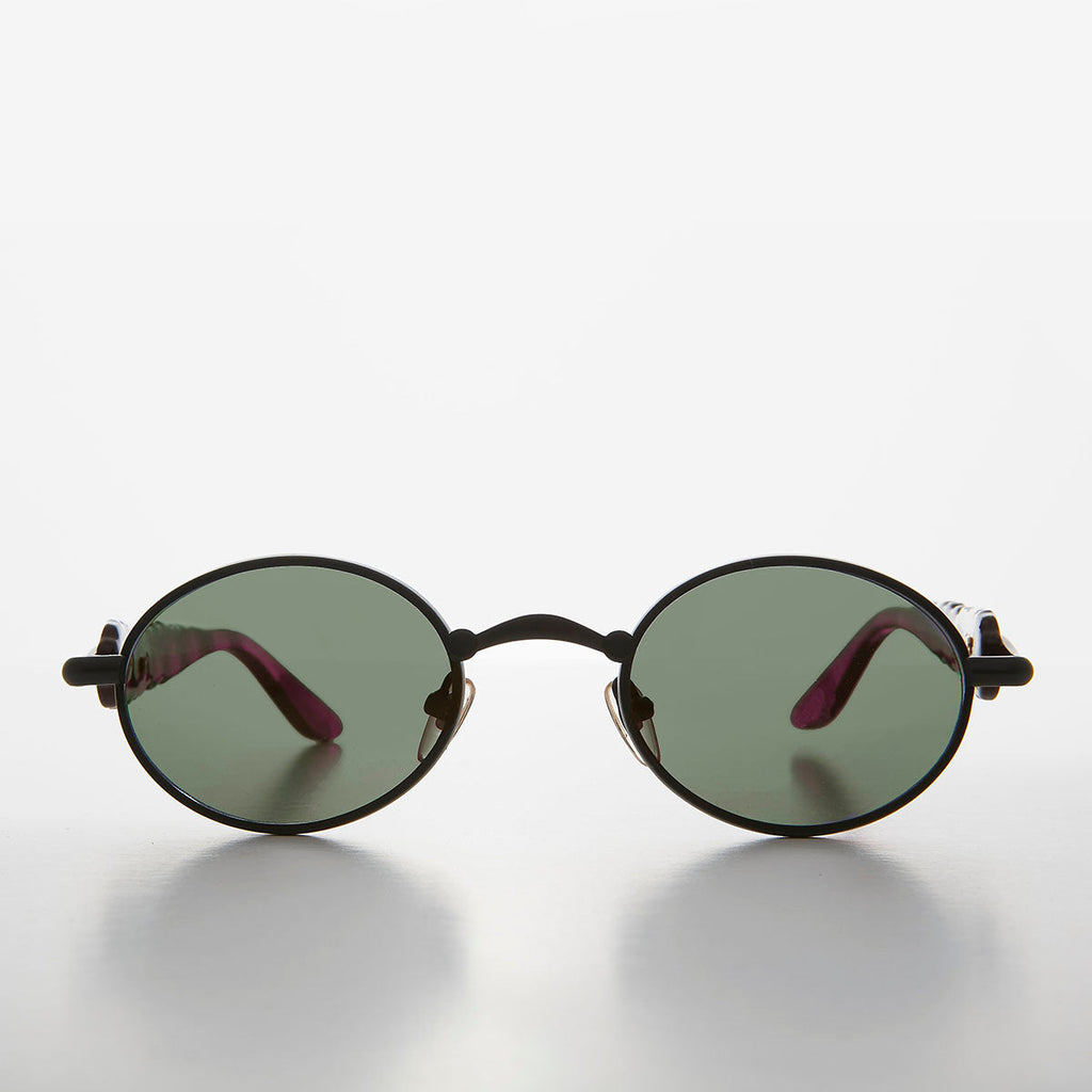 Unique 90s Oval Lens Vintage Sunglass Jagged Temple Design - Tweek