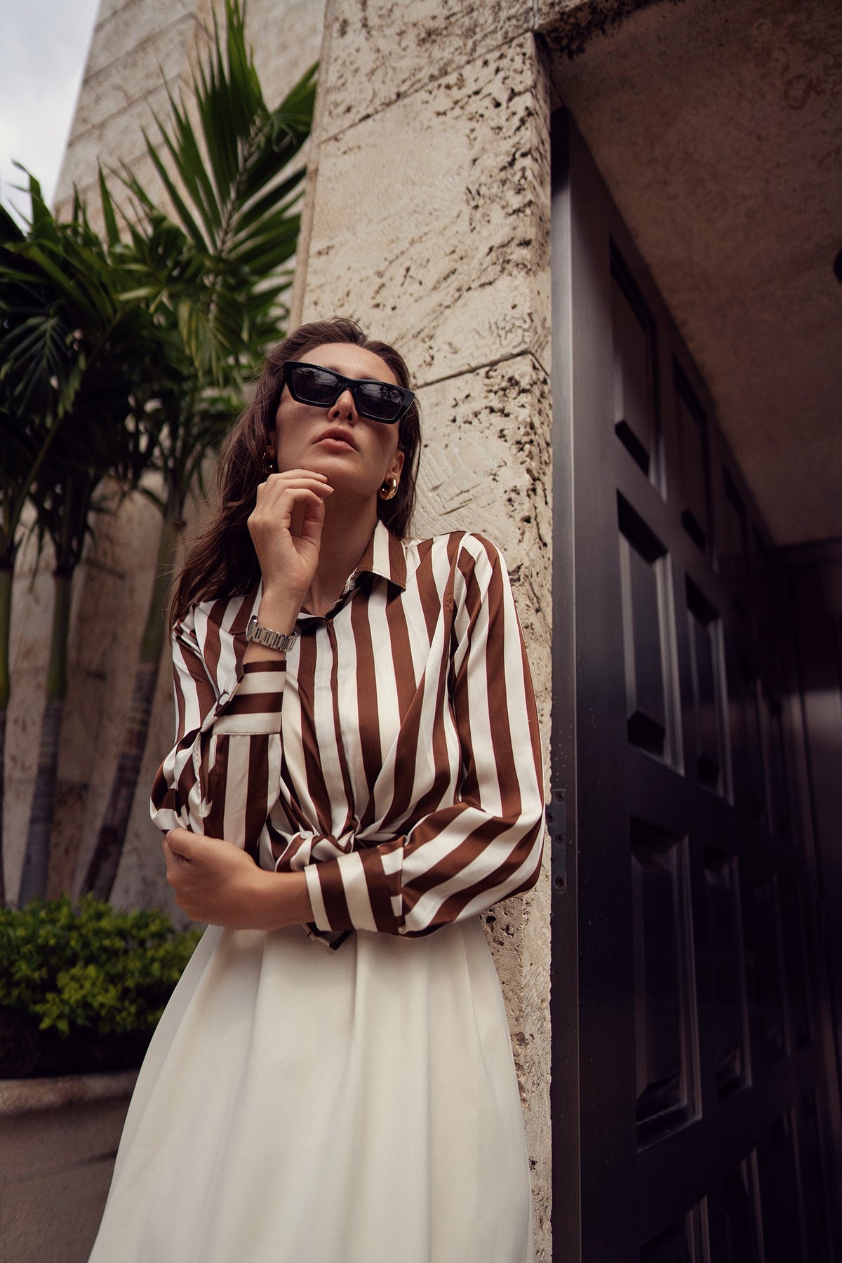 STRIPED  SILKY BLOUSE