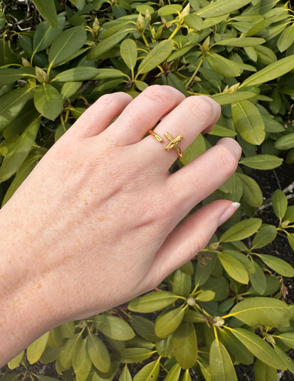 Textured Wrapped Cross Ring