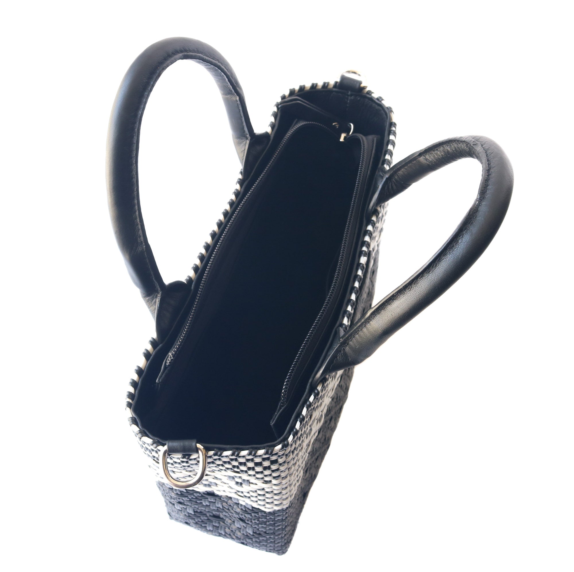 Tin Marin Small Woven Crossbody - Black Leather