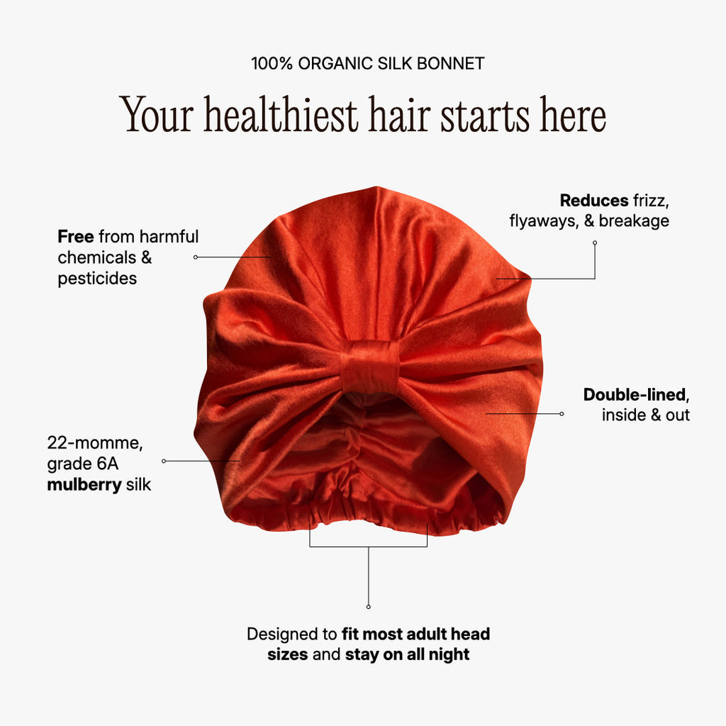Organic Silk Hair Bonnet Tomato Red